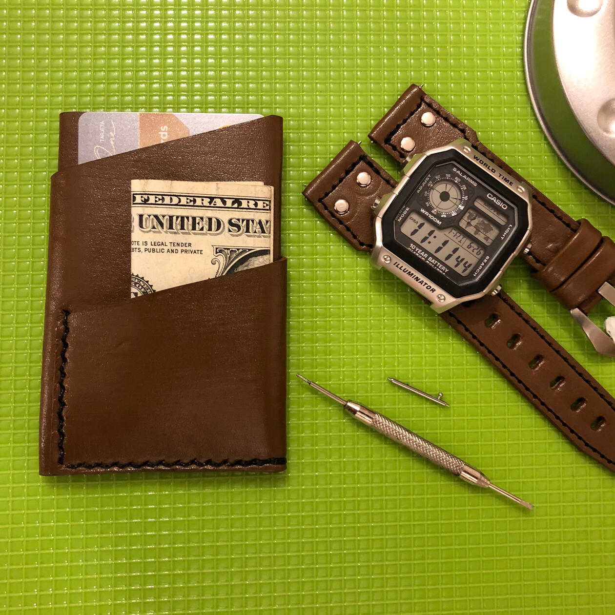 Adanino Sleeve Wallet and Vintage Pilots Watchstrap